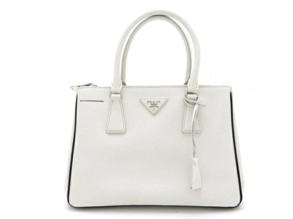 Prada Handbag Saffiano Leather White Black